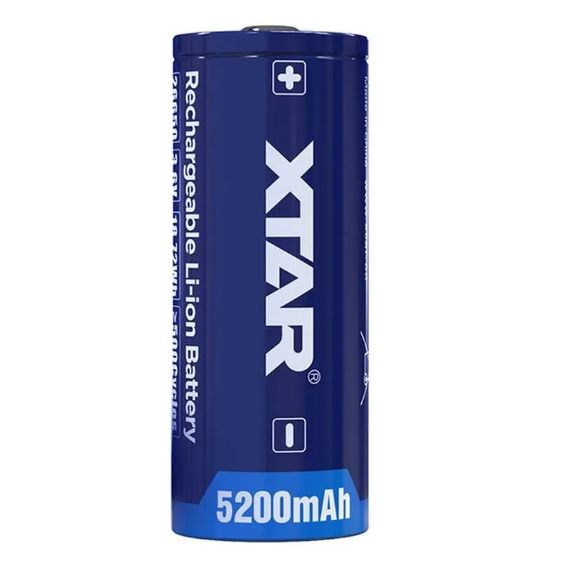Akum. XTAR 26650-520PCM Li-Ion 3.6V 5200mAh 7A su apsauga