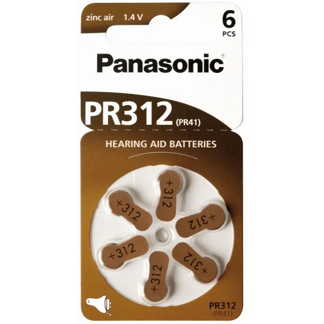 Baterija klausos aparatams Panasonic Zinc-Air PR312H-LB