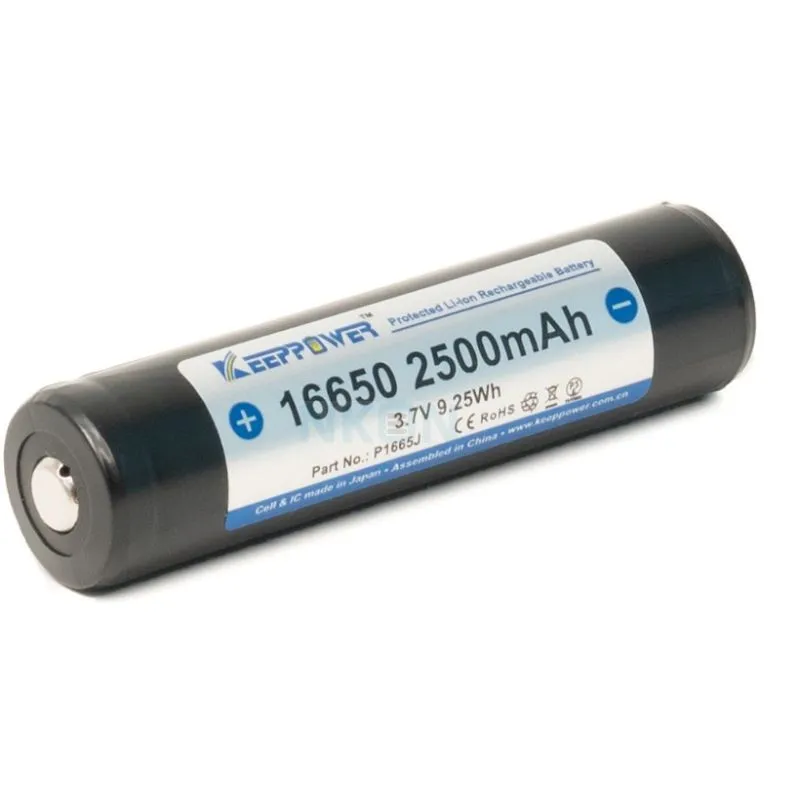 Akum. Keeppower 16650 Li-ion 3.6V 2500mAh su apsauga