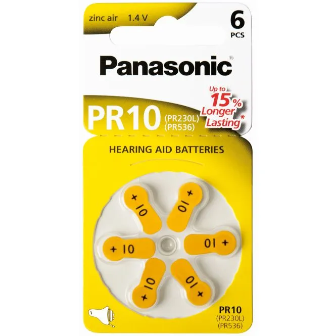 Baterija klausos aparatams Panasonic Zinc-Air PR10H-LB
