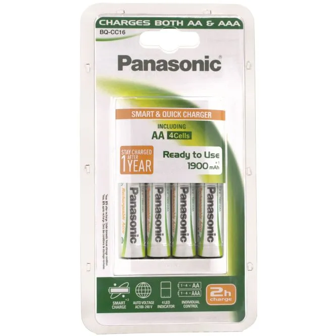 Baterijų įkroviklis Panasonic 4 x AA 1900 mAh