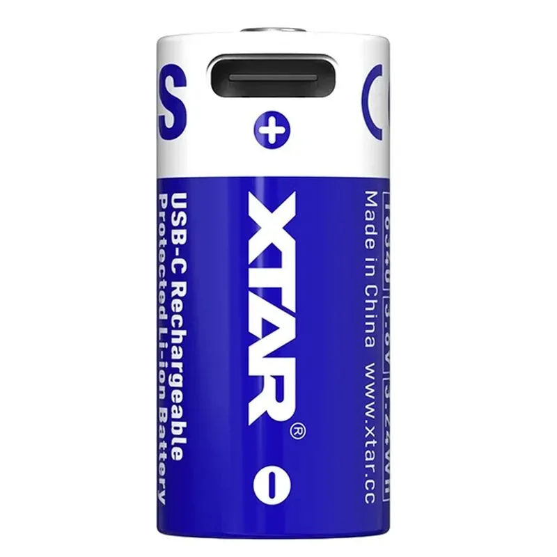 Akum. XTAR 16340-90PCM/R-CR123 Li-Ion 3.7V 900mAh  2.7A su apsauga ir USB-C prievadu