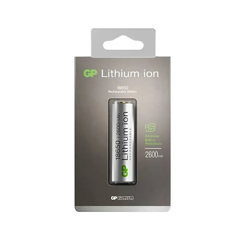 Akum. GP 18650 Li-ion 3.7V 2600mAh su apsauga