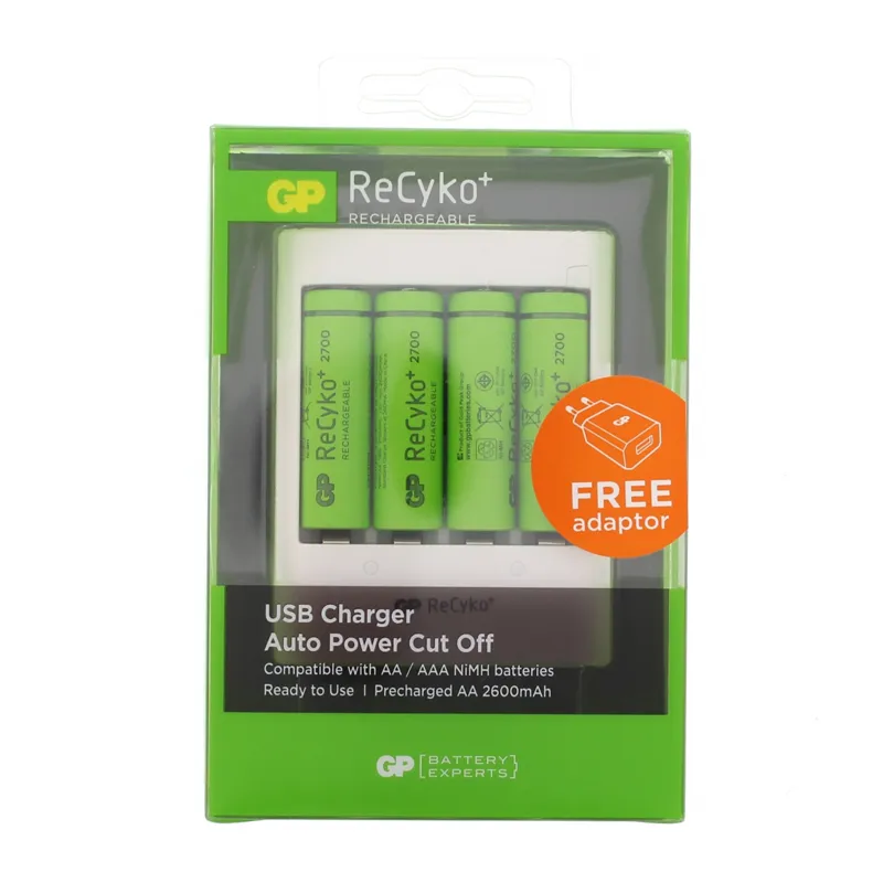 Įkroviklis Free GP USB U411, 4xAA 2700 mAh