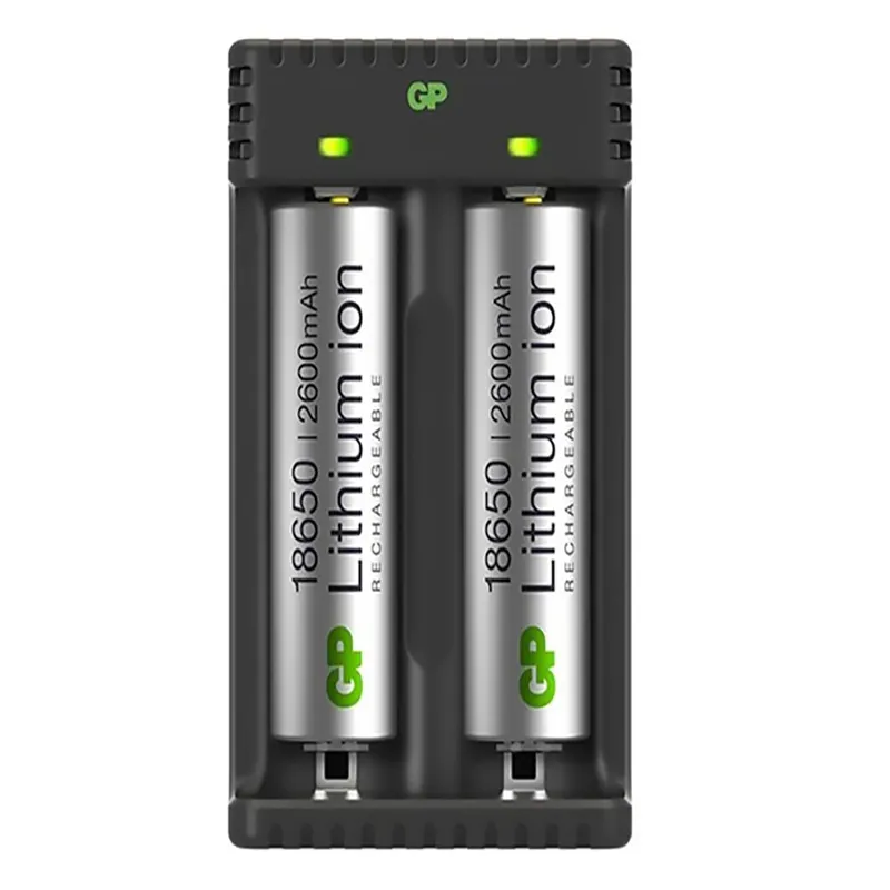 Įkroviklis GP Li-ion + 2x18650 2600mAh su apsauga