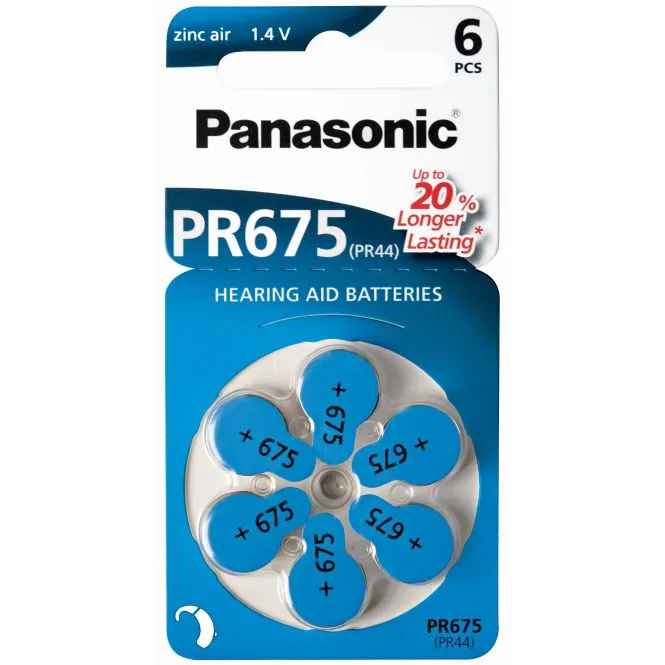 Baterija klausos aparatams Panasonic Zinc-Air PR675H-LB