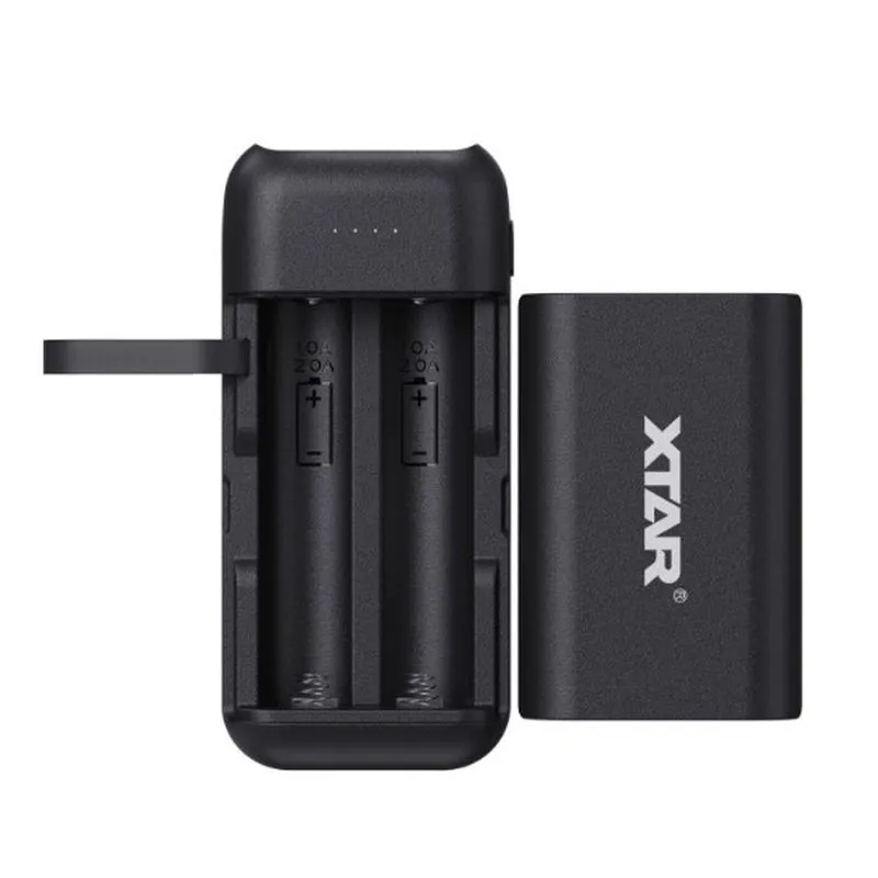 Akumuliatorių įkroviklis XTAR PB2C Li-Ion 18650 USB su nešiojamo įkroviklio ("powerbank") funkcija