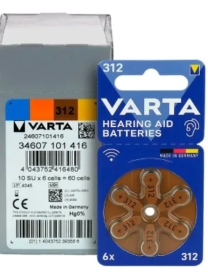 Baterija klausos aparatams VARTA Zinc-Air 312