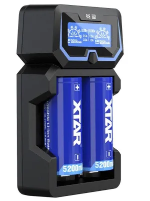 Akumuliatorių įkroviklis XTAR X2  Li-Ion/NiMh  2A  AC/USB greito įkrovimo
