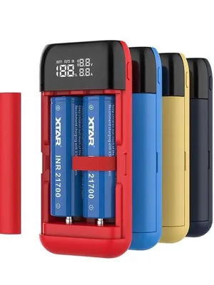 Akumuliatorių įkroviklis XTAR PB2S Li-Ion 18650-21700 USB QC3.0 su nešiojamo įkroviklio ("powerbank")  funkcija