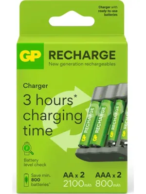 Įkroviklis GP Recharge B441, 2x2100mAh+2x800mAh