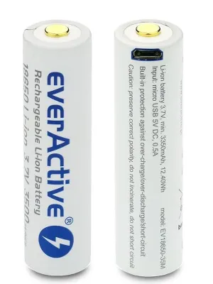 Akum. everActive 18650 Li-ion 3.7V 3500mAh BOX su micro USB