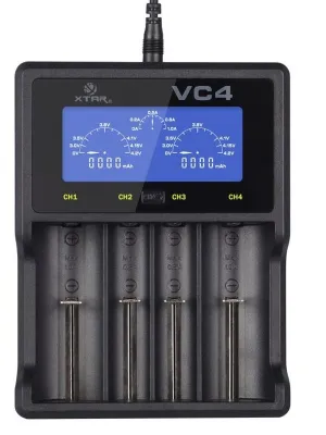 Akumuliatorių įkroviklis XTAR VC4 Li-Ion/NiMh 18650/32650 USB
