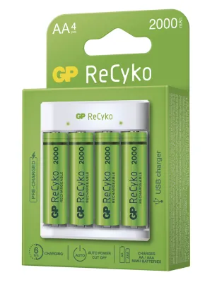 Įkroviklis GP ReCyko E411, 4xAA 2100 mAh