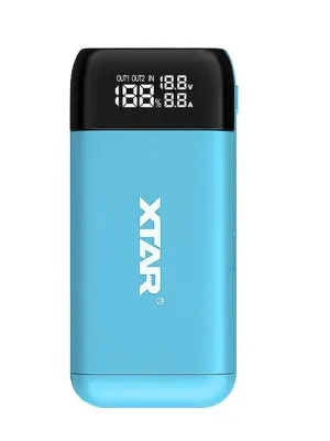 Akumuliatorių įkroviklis XTAR PB2S Li-Ion 18650-21700 USB QC3.0 su nešiojamo įkroviklio ("powerbank")  funkcija