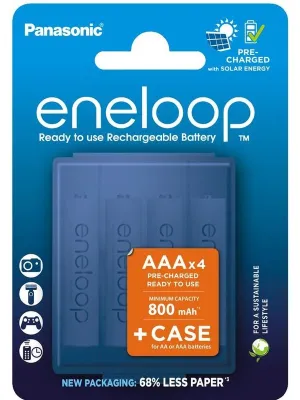 Akum. eneloop HR03 AAA 800mAh 4BE + dėklas