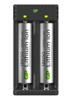Įkroviklis GP Li-ion + 2x18650 2600mAh su apsauga
