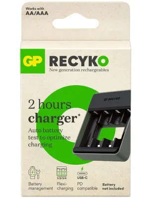 Įkroviklis GP ReCyko M453 NiMh AA/AAA su USB-C laidu komplekte