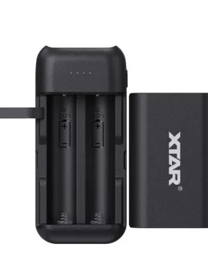 Akumuliatorių įkroviklis XTAR PB2C Li-Ion 18650 USB su nešiojamo įkroviklio ("powerbank") funkcija