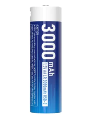 Akum. XTAR 14500 AA Li-Ion 1.5V 3000mAh su USB-C plastikinėje dėžutėje