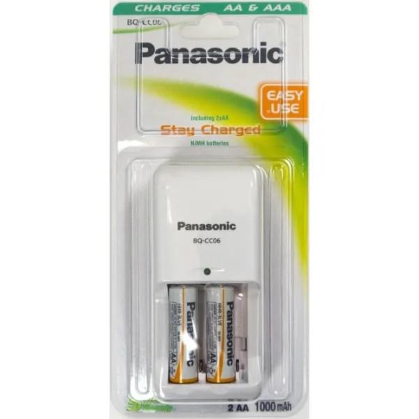 Produktas Baterijų įkroviklis Panasonic 2 x AA 1000 mAh Paveikslėlis