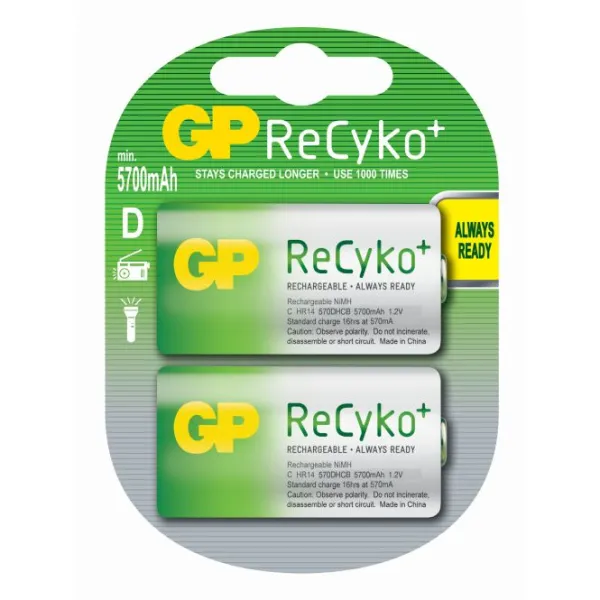 Produktas Akum. GP Recyko 5700 mAh (D) Paveikslėlis