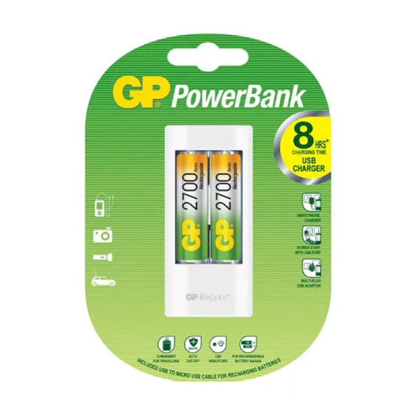 Produktas Įkroviklis Free GP USB U211, 2xAA ReCyko 2700 mAh Paveikslėlis