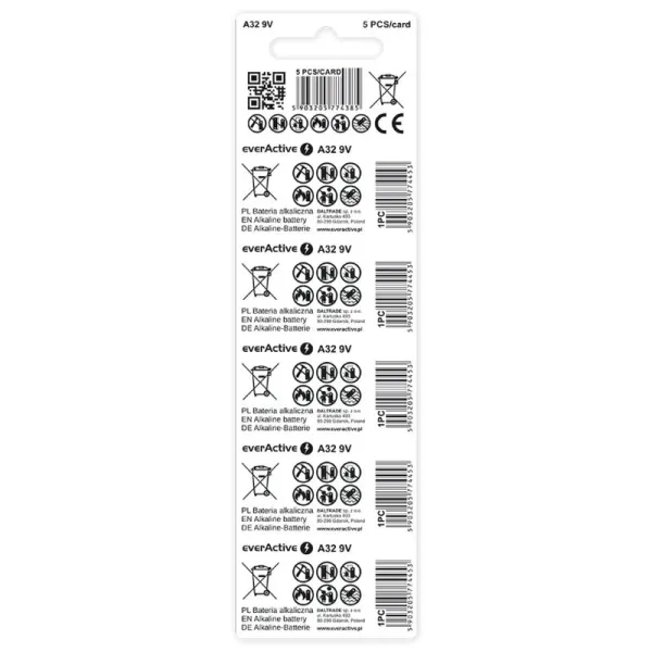 Produktas Baterija everActive 32A/A32 9V Paveikslėlis