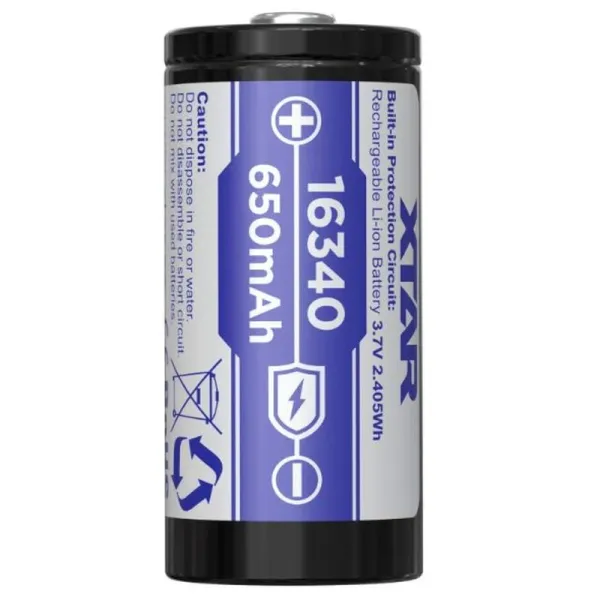 Produktas Akum.  XTAR 16340-65PCM Li-Ion 3.7V 650mAh 1.95A su apsauga Paveikslėlis