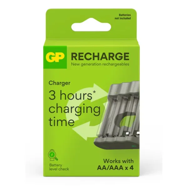 Produktas Įkroviklis GP Recharge B441 NiMh AA/AAA su micro-USB komplekte Paveikslėlis