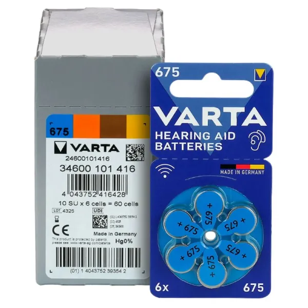 Produktas Baterija klausos aparatams VARTA Zinc-Air 675 Paveikslėlis