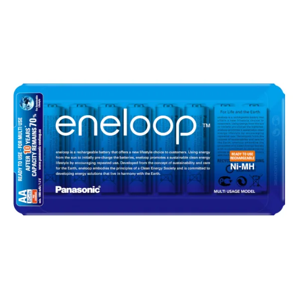 Akum. Eneloop HR6 1900 mAh (AA) + dėkliukas/slider-pack