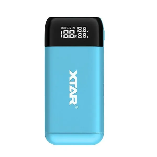 Akumuliatorių įkroviklis XTAR PB2S Li-Ion 18650-21700 USB QC3.0 su nešiojamo įkroviklio ("powerbank")  funkcija