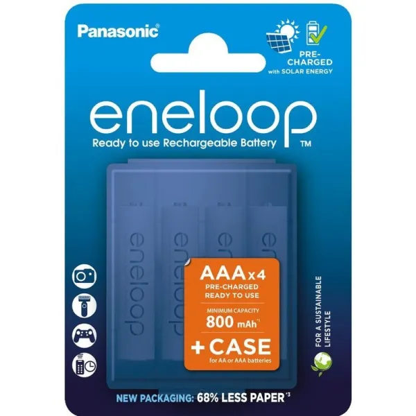 Akum. eneloop HR03 AAA 800mAh 4BE + dėklas