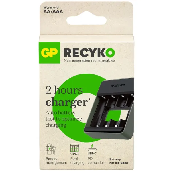 Produktas Įkroviklis GP ReCyko M453 NiMh AA/AAA su USB-C laidu komplekte Paveikslėlis